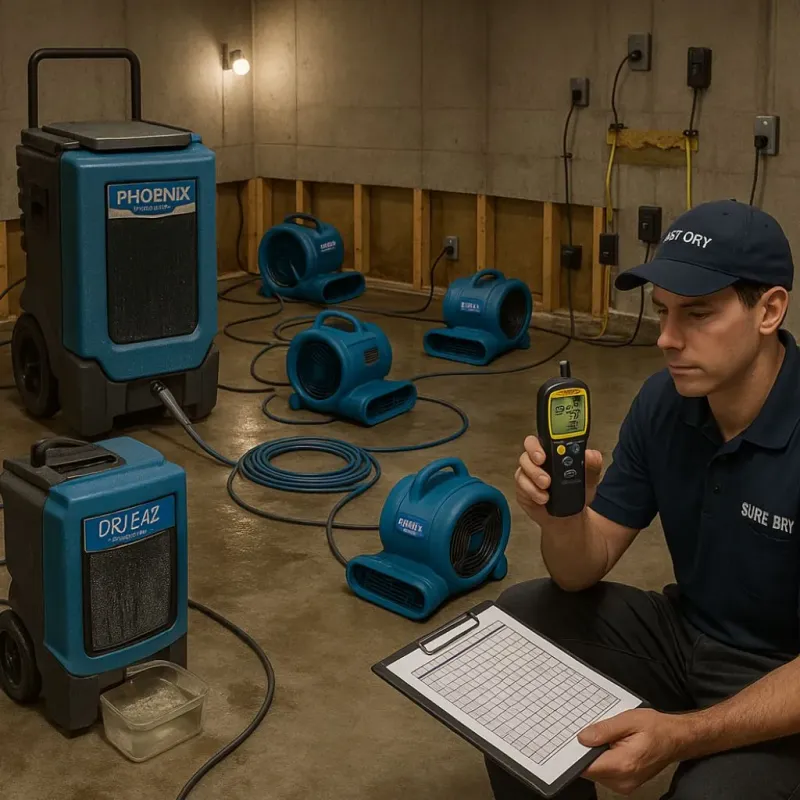 Structural Drying and Dehumidification process in Topsfield, MA